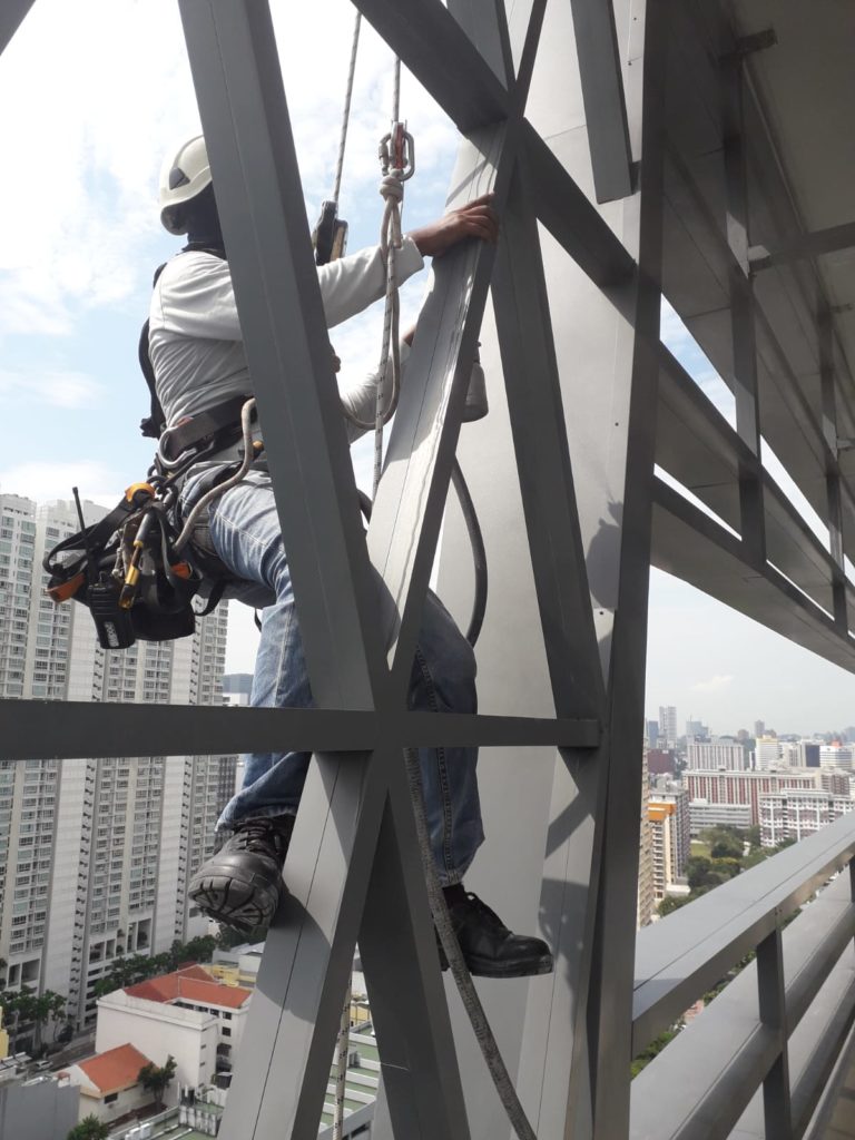 Rope Access Inspection for Loose Panel (Cladding) & Defects Singapore